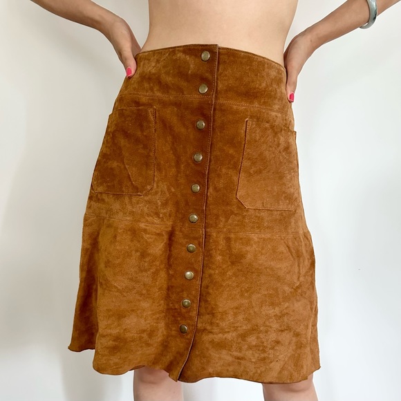 Free People Dresses & Skirts - ✨ vintage suede midi skirt